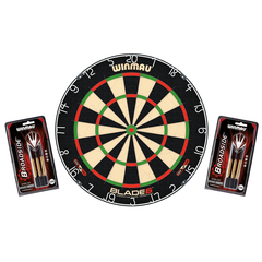 Dartboard WINMAU Original Blade 6 + 2 Steeldart Sets Broadside Brass