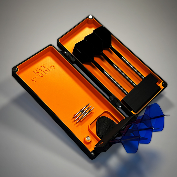 Dart-Case für Flight-Shaft Systeme personalisierbar & nachhaltig - Praktisches Zubehör und ideales Geschenk zur Aufbewahrung von Darts, Außenfarbe: Schwarz, Innenfarbe: Schwarz