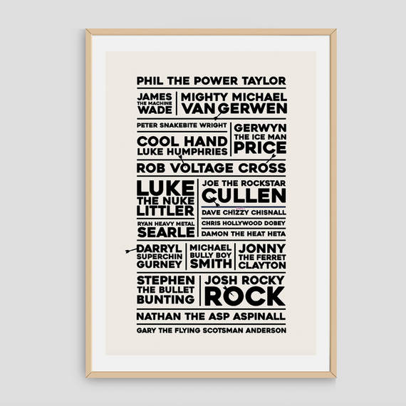 Darts Art The Names Of Darts - Print, Design: Names of Darts, Format: A4
